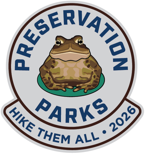 Hike Them All badge with toad character