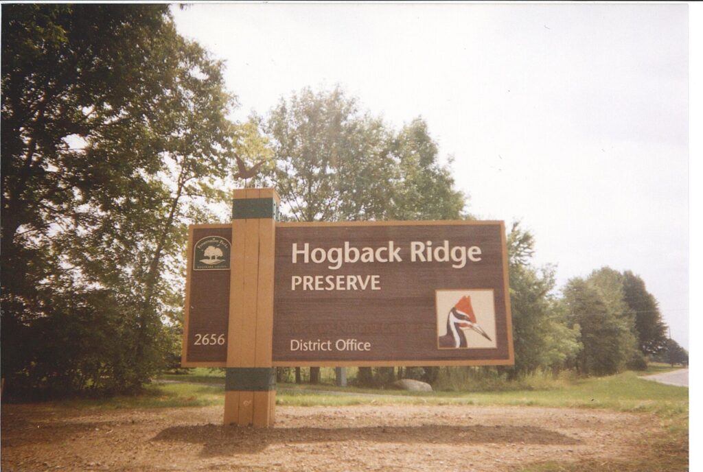 Park sign at Hogback Ridge Park