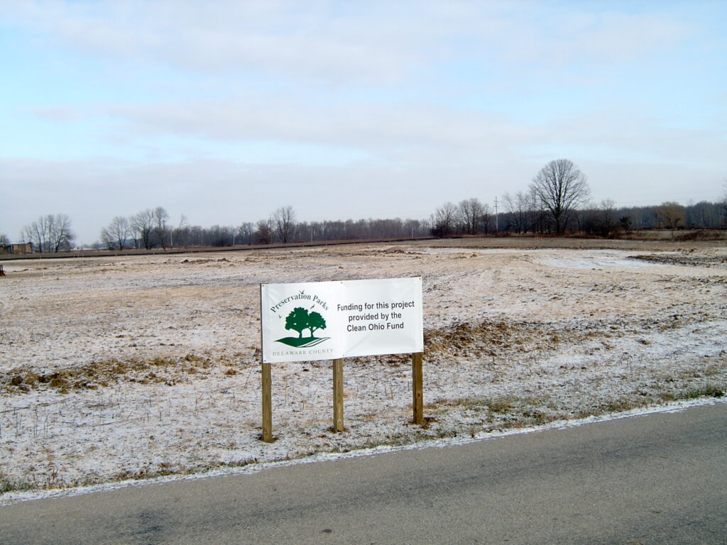 Clean Ohio Grant sign at future Gallant Farm