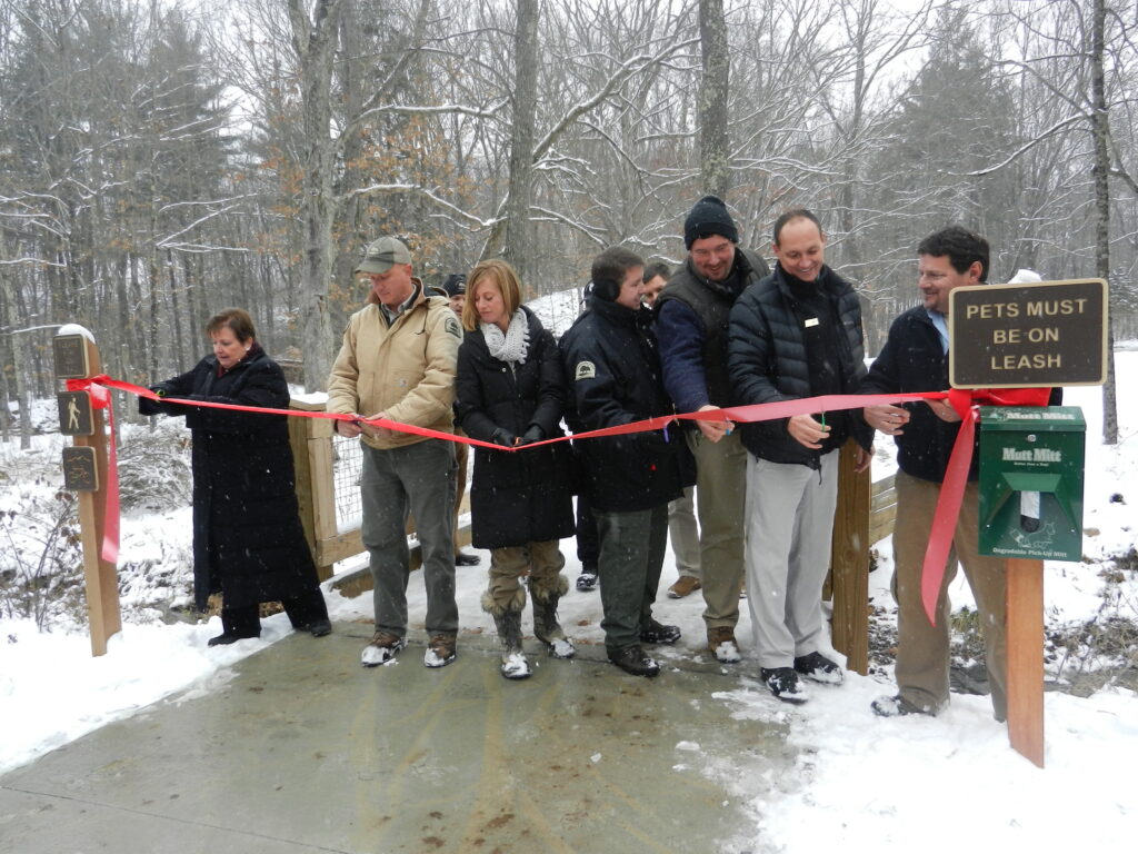 Ribbon cutting ceremony in winter
