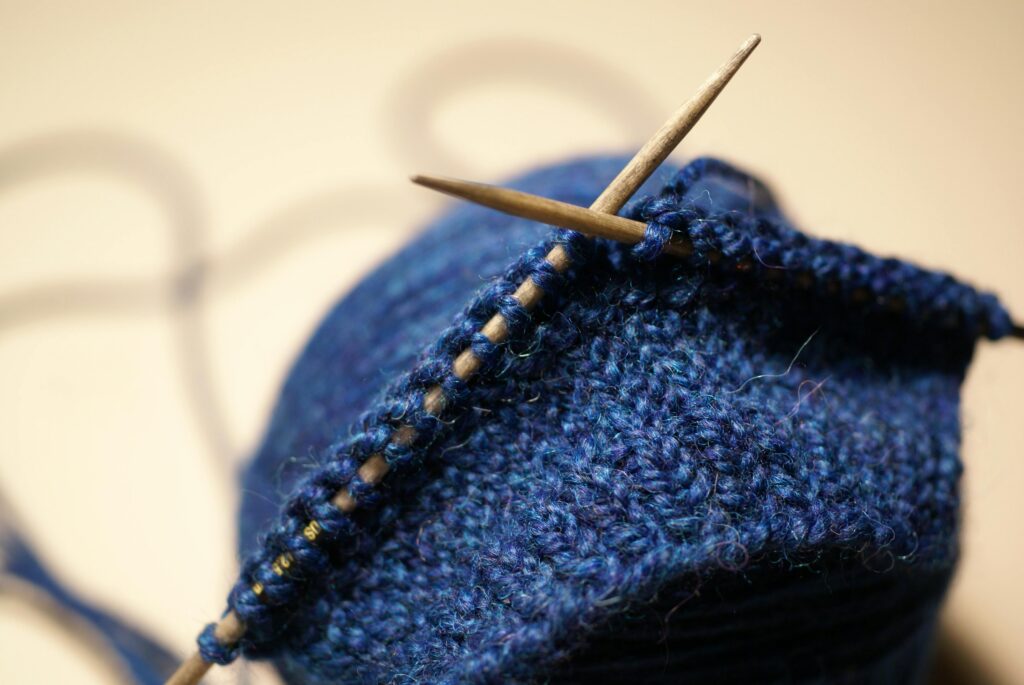 partially knitted yarn